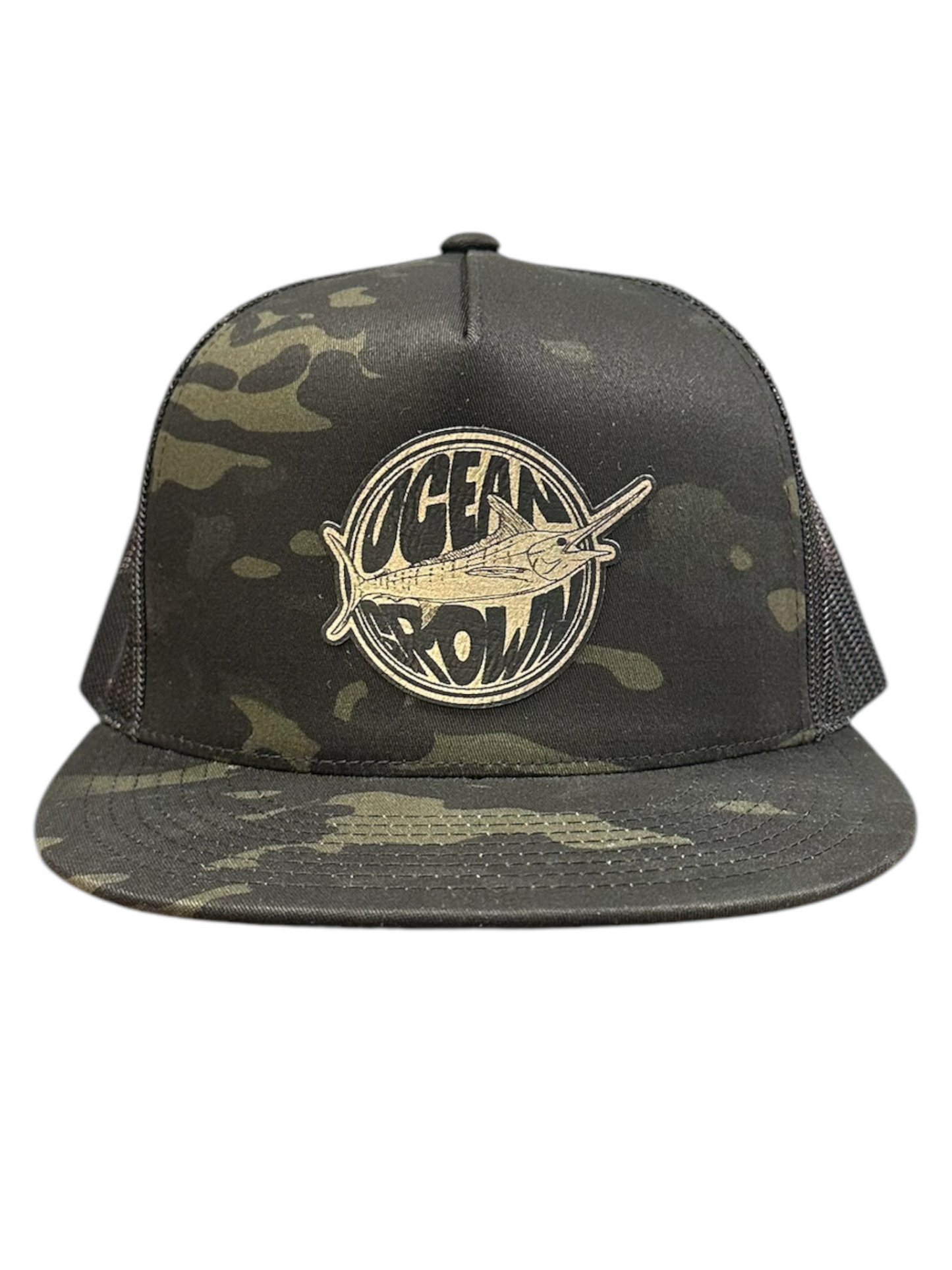 Dark Camo Marlin Fisheye Leather Patch