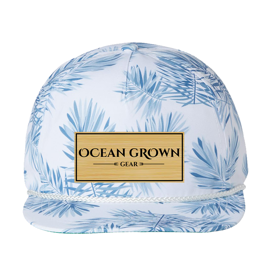 Blue Fronds Hat Bamboo OGG Leather Patch