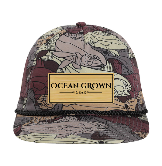 Fish Camo Rope Cap Bamboo OGG Leather Patch