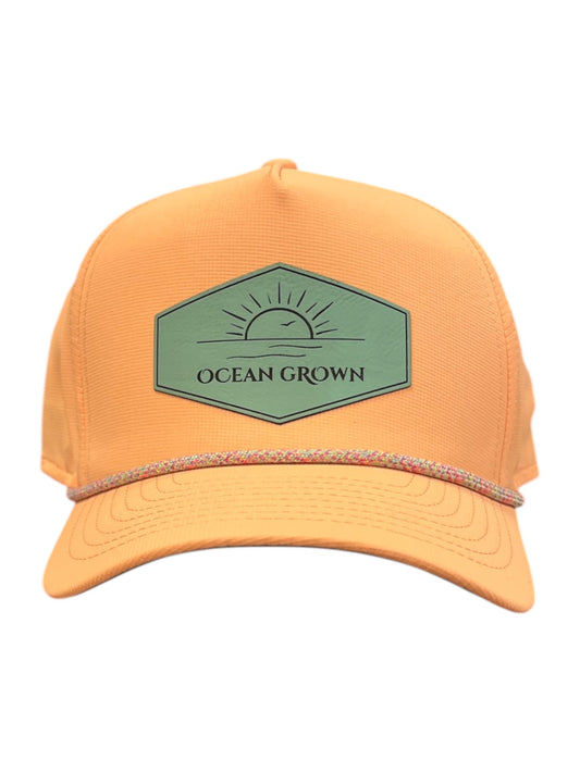 Sorbet Sunset Hat and Teal Leather Patch