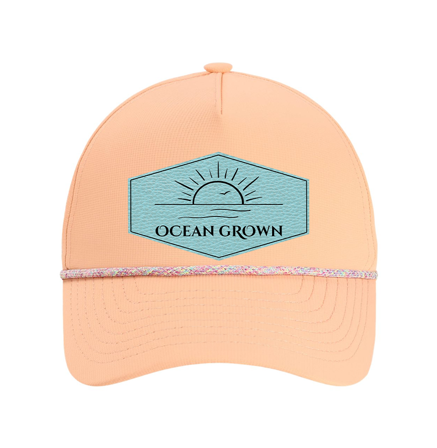 Sorbet Sunset Hat and Teal Leather Patch