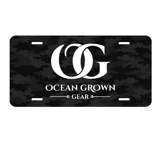 Ocean Grown Gear OG License Plate | Black Camo